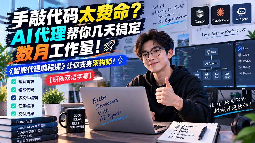 （20286期）手敲代码太费命？AI 代理帮你几天搞定数月工作量！《智能代理编程课》让你变身架构师-智云网