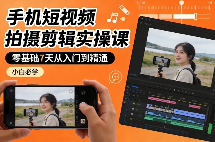 手机短视频拍摄剪辑实操课,零基础7天从入门到精通,小白必学-智云网