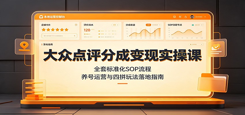 大众点评分成变现实操课：全套标准化SOP流程，养号运营与四拼玩法落地指南-智云网