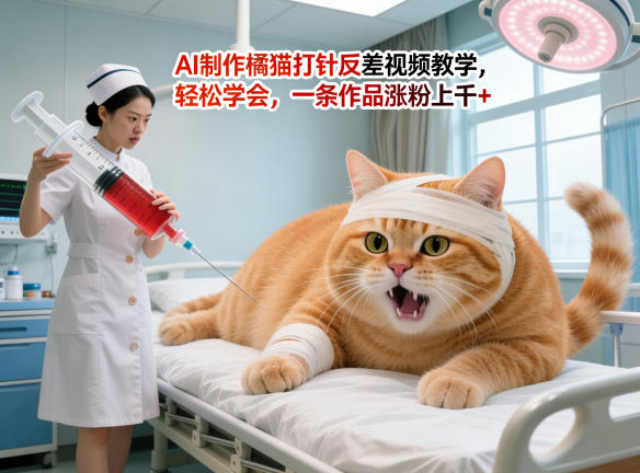 AI制作橘猫打针反差视频教学,轻松学会,一条作品涨粉上千+-智云网