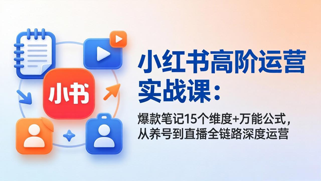 小红书高阶运营实战课:爆款笔记15个维度+万能公式,从养号到直播全链路深度运营-智云网