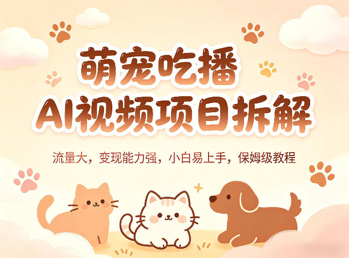 萌宠吃播AI视频项目拆解,流量大,变现能力强,小白易上手,保姆级教程-智云网