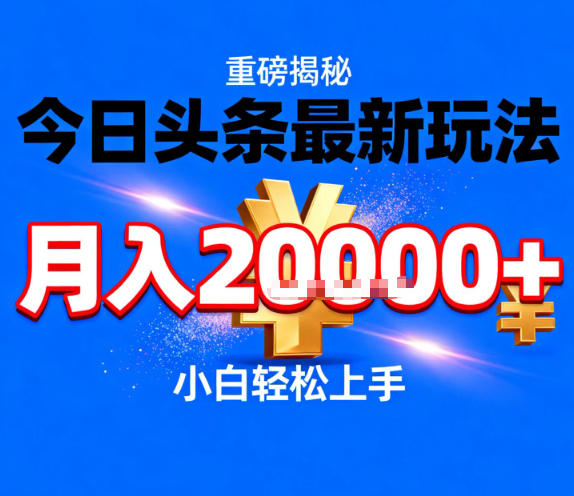 今日头条最新躺賺玩法,轻轻松松月入2W+,操作简单,小白轻松上手【揭秘】-智云网