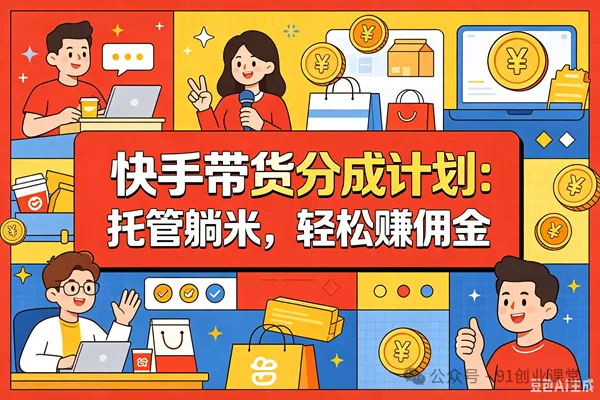 7月新项目——快手带货分成计划:托管躺米,轻松赚佣金,社裙兔费橡木-智云网
