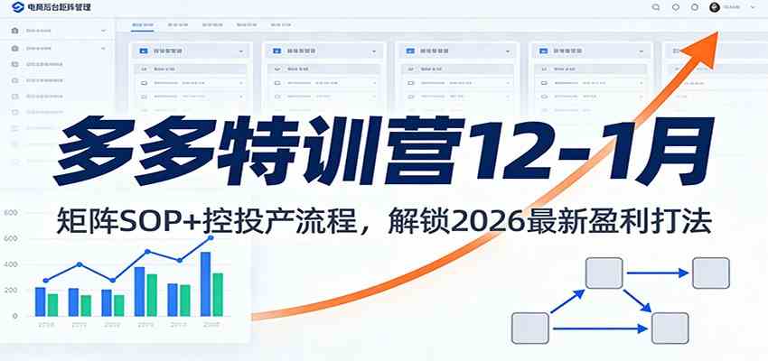 多多特训营12-1月:矩阵SOP+ 控投产流程,解锁2026最新盈利打法 多多特训营12-1月:矩阵SOP+ 控投产流程,解锁2026最新盈利打法