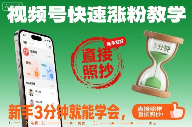 视频号快速涨粉教学,新手3分钟就能学会,直接照抄!-智云网