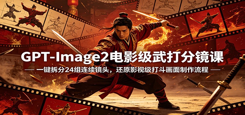 GPT-Image2电影级武打分镜课:一键拆分24组连续镜头,还原影视级打斗画面制作流程-智云网