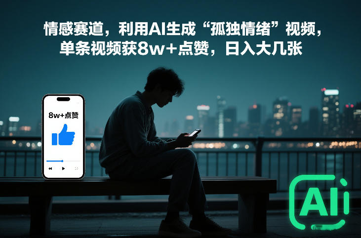 情感赛道,利用AI生成“孤独情绪”视频,单条视频获8w+点赞,日入大几张-智云网