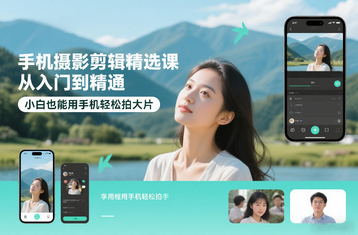 手机摄影剪辑精选课,从入门到精通,小白也能用手机轻松拍大片-智云网