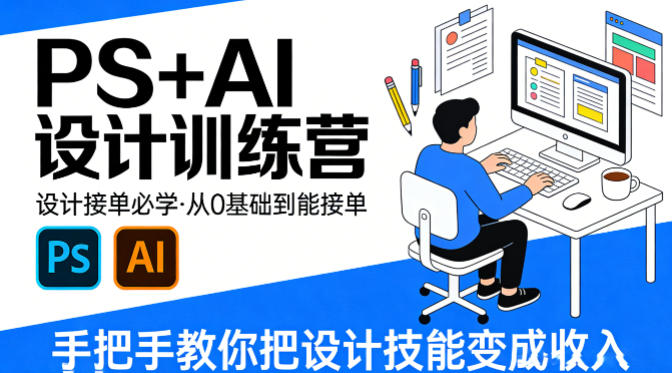 设计接单必学,PS+AI设计训练营,从0基础到能接单,手把手教你把设计技能变成收入-智云网