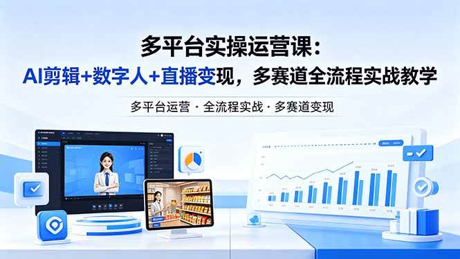(18257期)某团队多平台实操运营课-更新26年4月29:AI剪辑+数字人+直播变现,多赛道全流程实战教学 (18257期)某团队多平台实操运营课-更新26年4月29:AI剪辑+数字人+直播变现,多赛道全流程实战教学