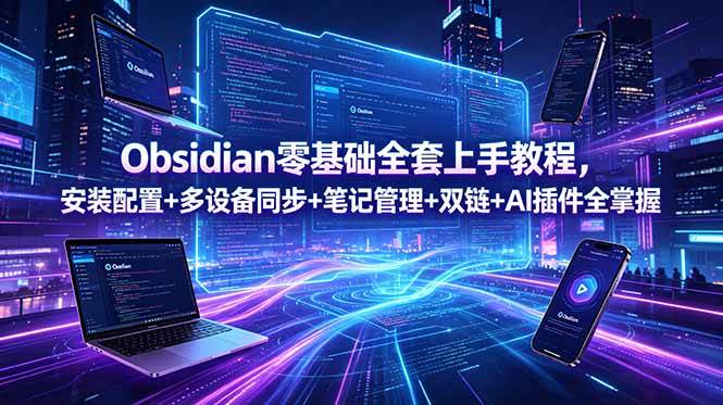 （18797期）Obsidian零基础全套上手教程，安装配置+多设备同步+笔记管理+双链+AI插件全掌握-智云网