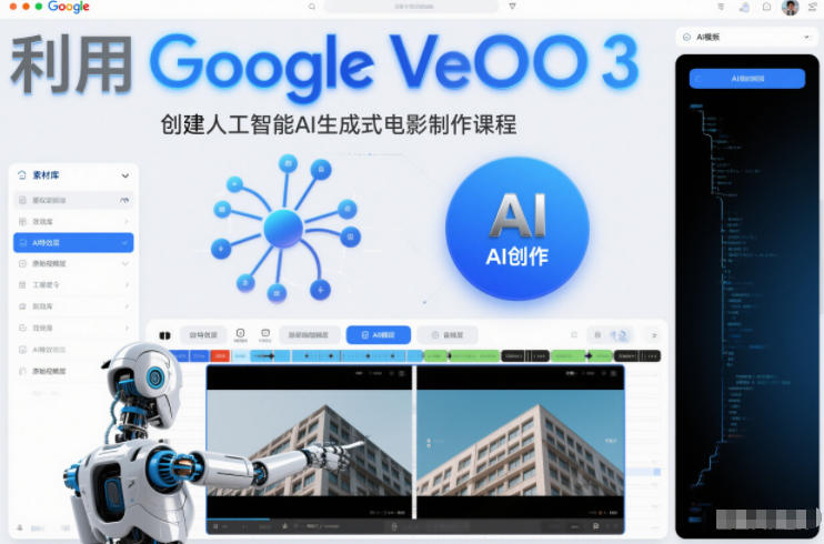 利l用Google Veo 3创建人工智能AI生成式电影制作课程，使用人工智能的力量创建令人惊叹的视频-智云网