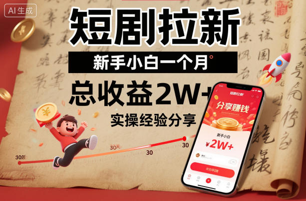短剧拉新新手小白一个月总收益2W+实操经验分享-智云网