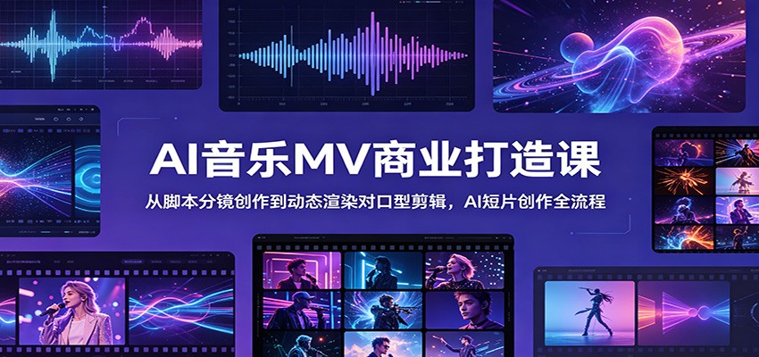 AI音乐MV商业打造课:从脚本分镜创作到动态渲染对口型剪辑,AI短片创作全流程-智云网