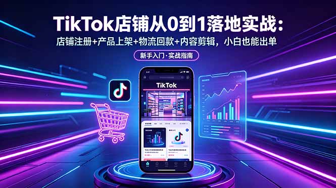 TikTok店铺从0到1落地实战:店铺注册+产品上架+物流回款+内容剪辑,小白也能出单-智云网