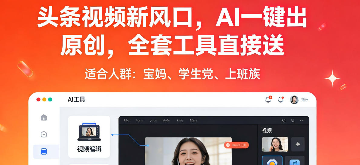 头条视频新风口,AI一键出原创,全套工具直接送,人人可做,有手就行【揭秘】-智云网