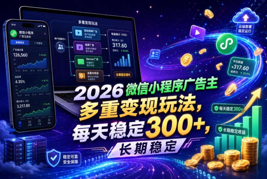 2026微信小程序广告主,多重变现玩法,每天稳定300+,长期稳定【揭秘】-智云网