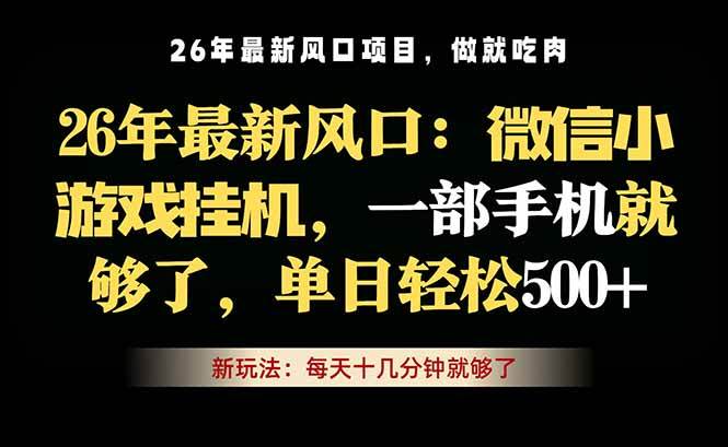 (18477期)微信小游戏挂机教学,轻松日入500+,一部手机就够了,长期稳定可做-智云网