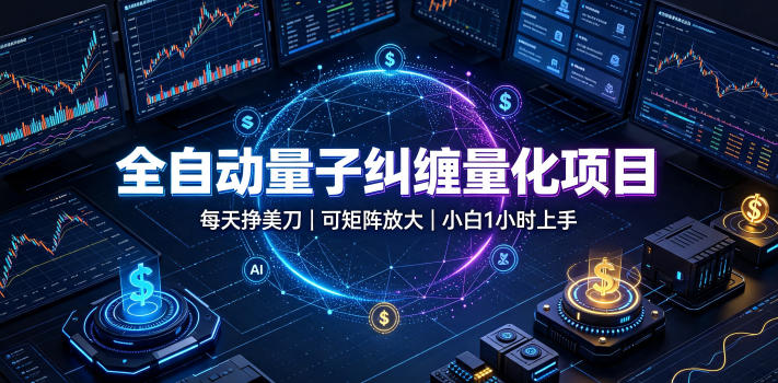 全自动量子纠缠量化项目，每天挣美刀，可矩阵放大，小白1小时上手【揭秘】-智云网