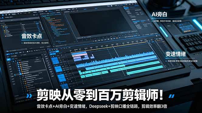 (18867期)剪映从零到百万剪辑师!音效卡点+AI旁白+变速情绪,Deepseek+剪映口播全链路,剪辑效率翻3倍-智云网