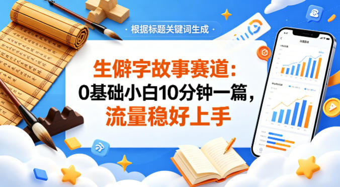 公众号流量主——生僻字故事赛道，流量稳，好上手，0基础小白也能10分钟一篇-智云网