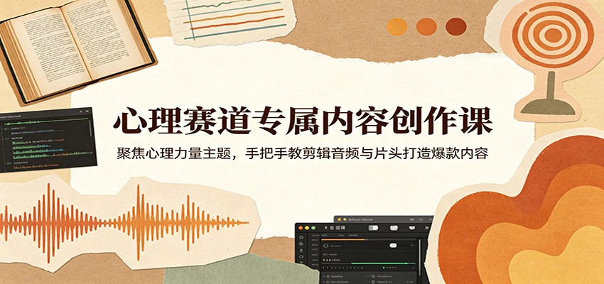 心理赛道专属内容创作课:聚焦心理力量主题,手把手教剪辑音频与片头打造爆款内容-智云网