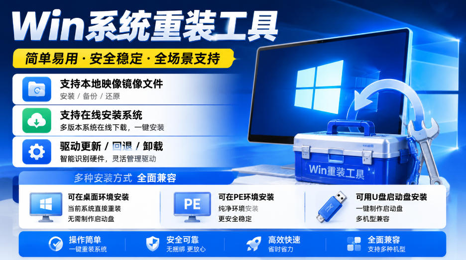 Win系统重装工具,支持本地映像镜像文件安装备份,简单易用-安全稳定-全场景支持-智云网