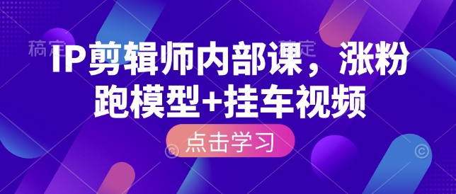 IP剪辑师内部课，涨粉跑模型+挂车视频（更新）-智云网