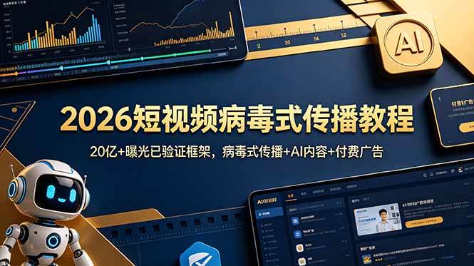 (18986期)2026短视频病毒式传播教程:20亿+曝光已验证框架,病毒式传播+AI内容+付费广告-智云网