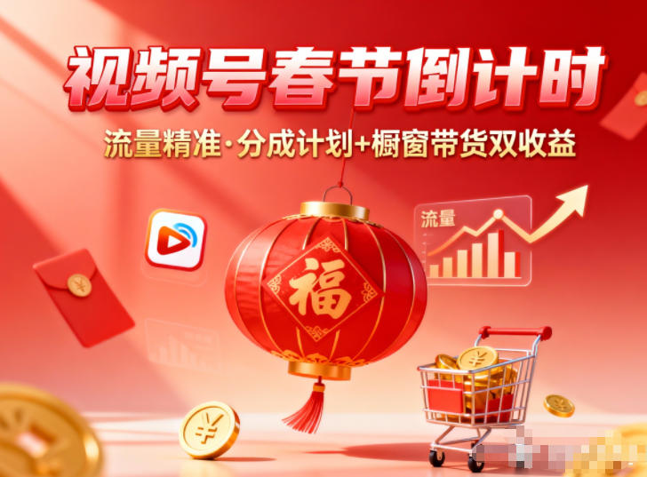 视频号做春节倒计时，流量精准，分成计划+橱窗带货双收益-智云网
