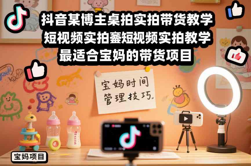 抖音某博主桌拍实拍带货教学，短视频实拍教学，最适合宝妈的带货项目-智云网