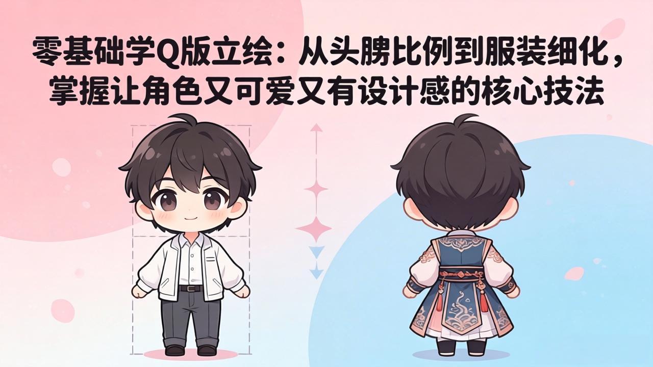 零基础学Q版立绘:从头身比例到服装细化,掌握让角色又可爱又有设计感的核心技法-智云网