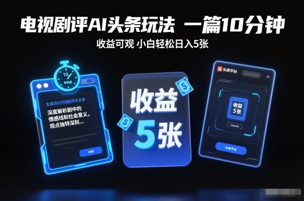 电视剧评AI头条玩法,一篇10分钟,收益可观,小白轻松日入5张+【独家】-智云网