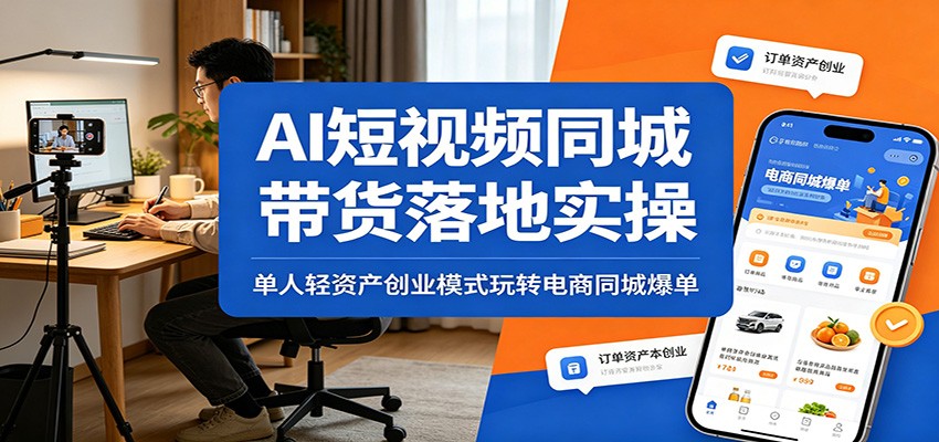 AI短视频同城带货落地实操:单人轻资产创业模式玩转电商同城爆单-智云网