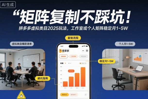 矩阵复制不踩坑!拼多多虚拟类目2025玩法,工作室或者个人矩阵稳定月1-5W【揭秘】-智云网