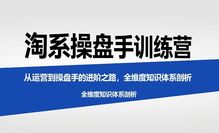 淘系操盘手训练营,从运营到操盘手的进阶之路,全维度知识体系剖析(更新)-智云网