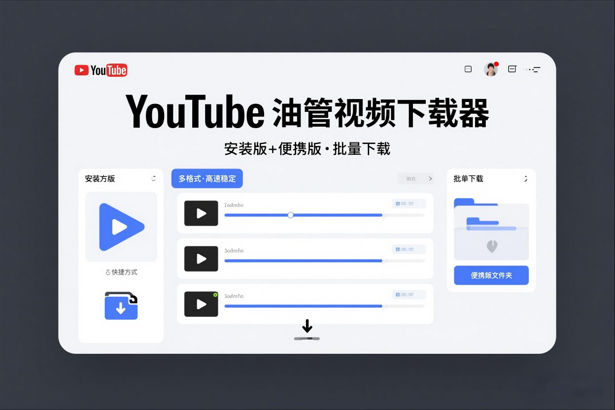 YouTube油管视频下载器安装版+便携版,可以批量下载多个视频-智云网