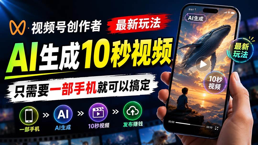 （20136期）视频号创作者最新玩法，AI生成10秒视频，只需要一部手机就可以搞定-智云网