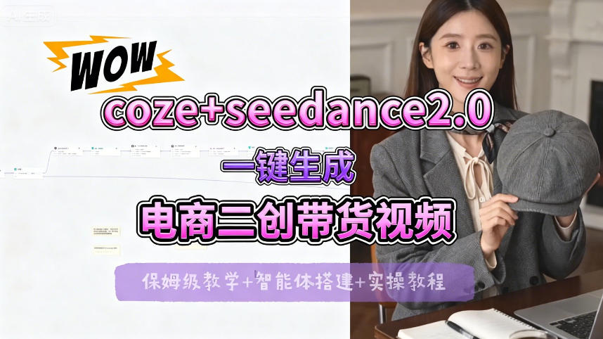 【Coze工作流搭建实操教程】seedance2.0+coze一键生成电商二创带货视频,全流程保姆级教学 【Coze工作流搭建实操教程】seedance2.0+coze一键生成电商二创带货视频,全流程保姆级教学