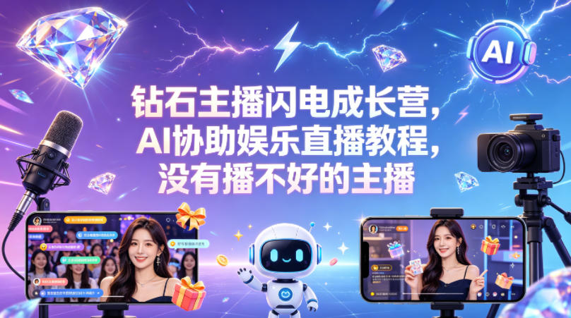 钻石主播闪电成长营，Al协助娱乐直播教程，没有播不好的主播-智云网