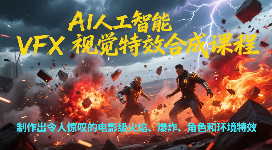 AI人工智能VFX视觉特效合成课程，制作出令人惊叹的电影级火焰、爆炸、角色和环境特效-智云网