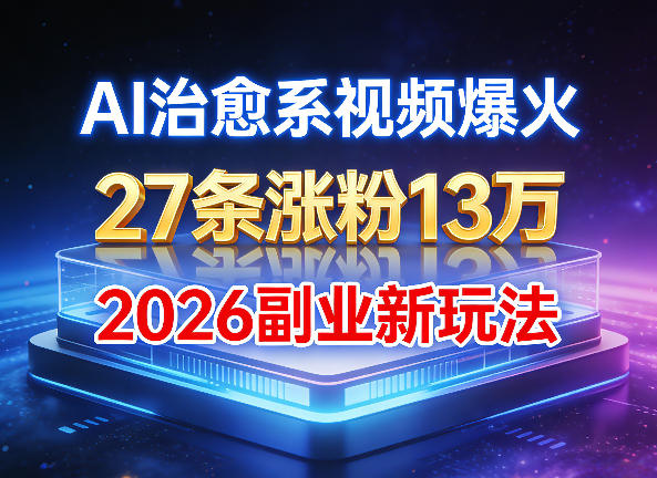 AI治愈系视频爆火，27条涨粉13W，2026新手副业新玩法-智云网