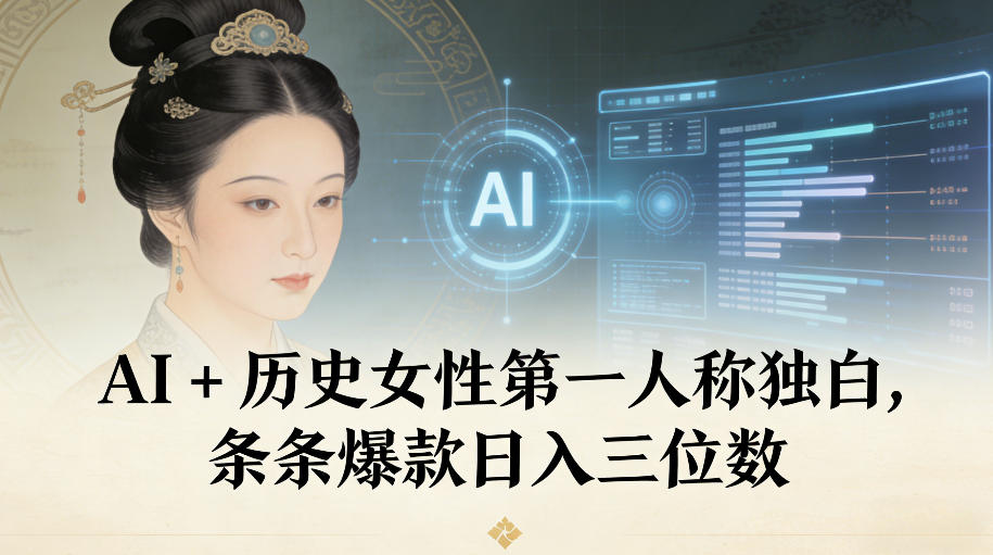 AI+历史女性第一人称独白,条条爆款日入三位数-智云网