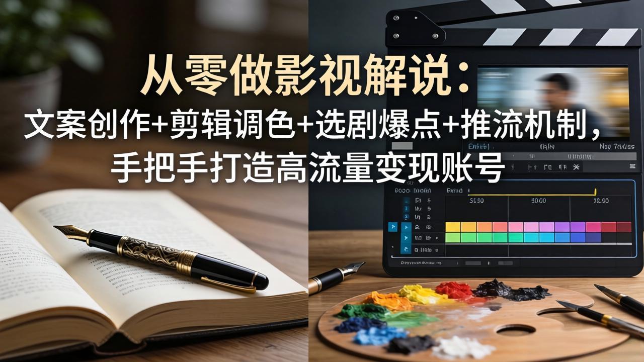 从零做影视解说:文案创作+剪辑调色+选剧爆点+推流机制,手把手打造高流量变现账号-智云网