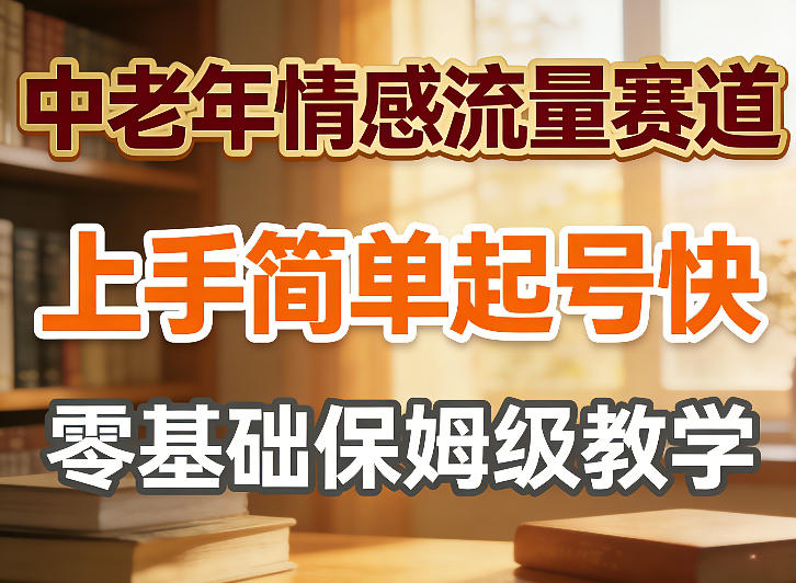 中老年情感流量赛道,上手简单起号快,零基础保姆级教学