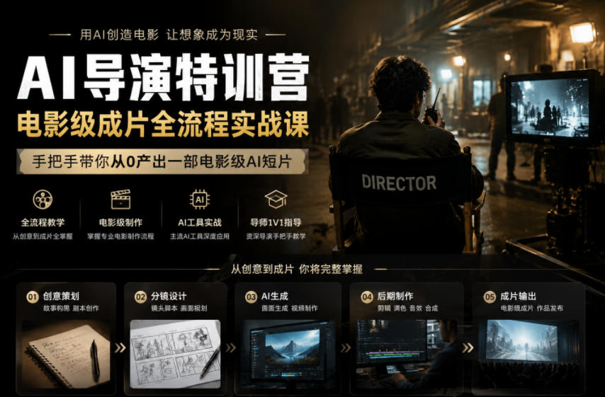 AI导演特训营,电影级成片全流程实战课,手把手带你从0产出一部电影级AI短片-智云网