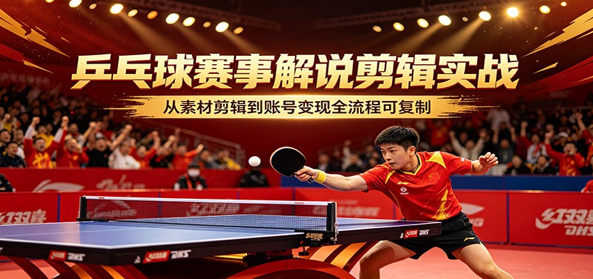 乒乓球赛事解说剪辑实战,从素材剪辑到账号变现全流程可复制-智云网