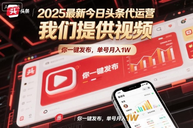 2025最新今日头条代运营,我们提供视频,你一键发布,单号月入1W【揭秘】-智云网