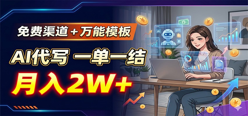免费渠道+万能模板,AI代写一单一结,月入2W+-智云网